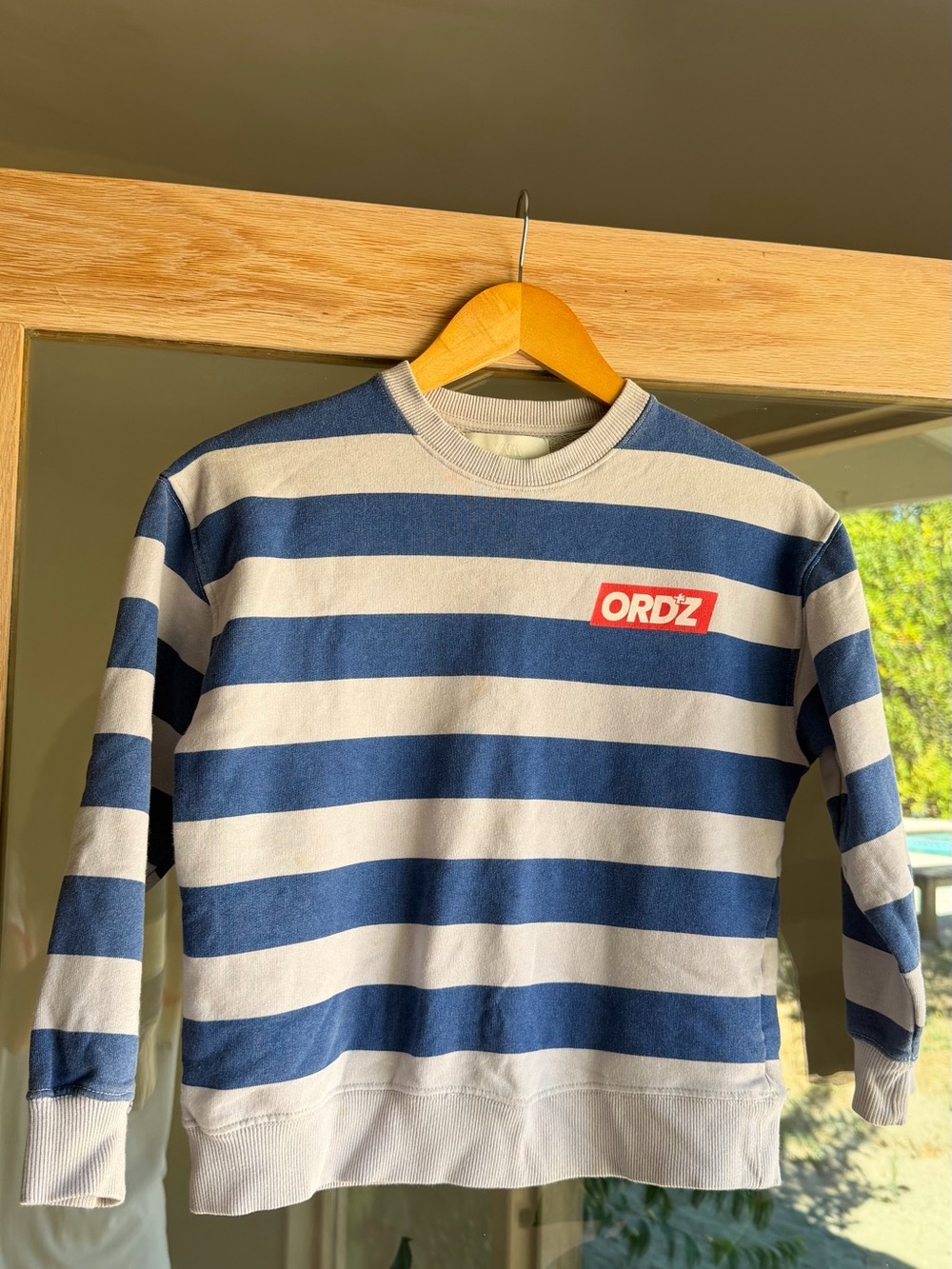 Kids Blue & White Striped Crewneck Sweater